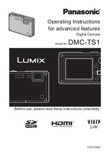 Panasonic Lumix TS1 manual. Camera Instructions.